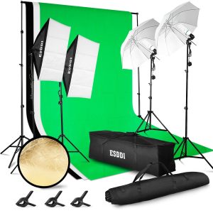 Lighting Kit Adjustable Max Size 2.6Mx3M Background Support System 3 Color Backdrop Fabric Photo Studio Softbox Sets Continuous Umbrella Light Stand with Portable Bag