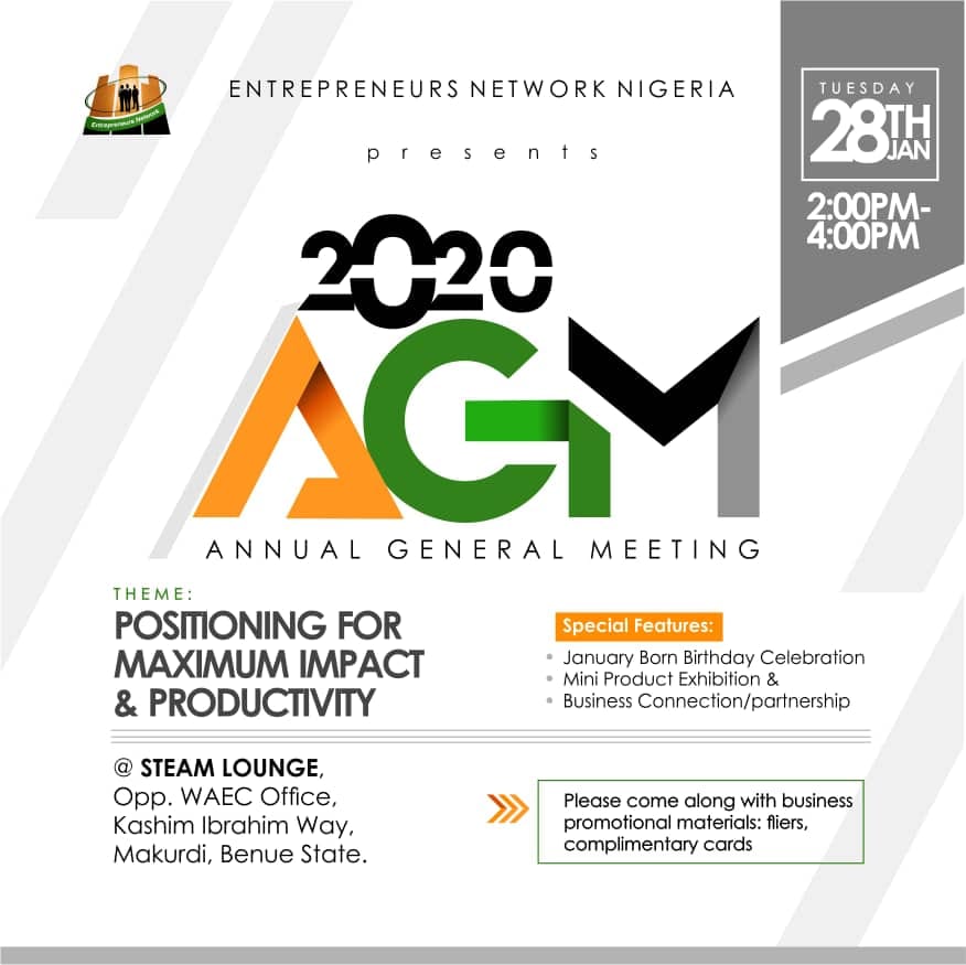 entrepreneurs network annual meeting makurdi benue state nigeria