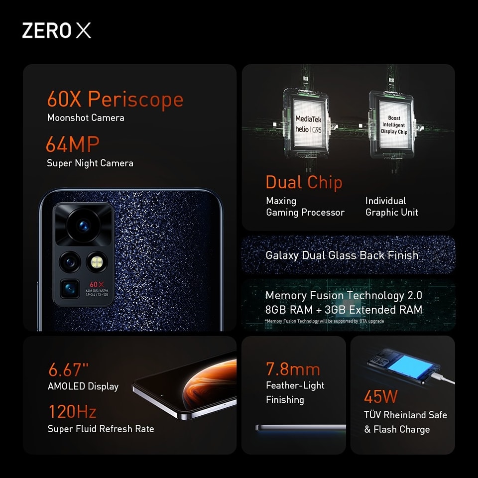 infinix zero x features specifications