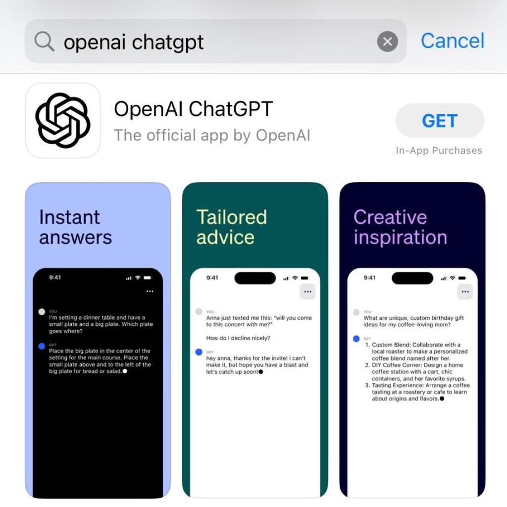 download openai chatgpt app for iphone ipad from apple app store