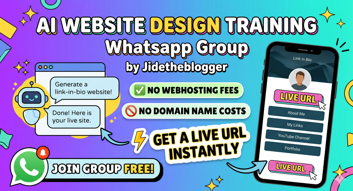 AI Website Design Training Whatsapp Group by Jidetheblogger