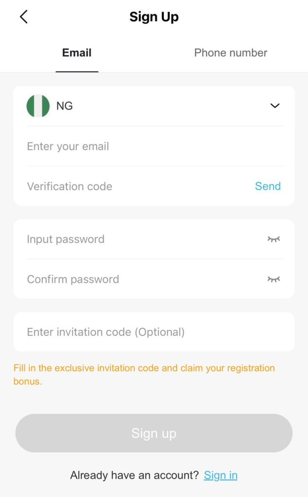 carding app signup login