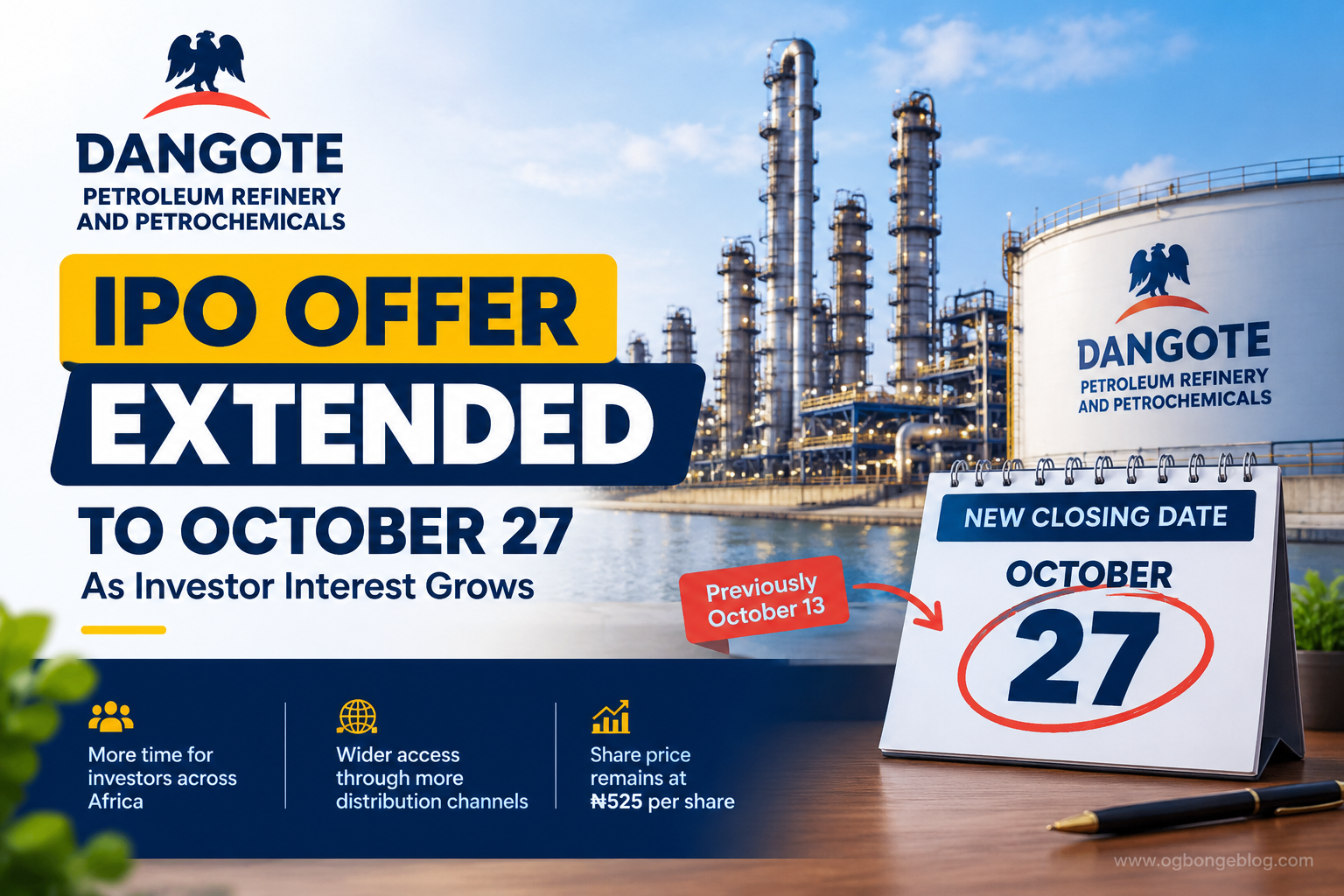 Dangote Refinery Public Offer Extended to October 27 as Investor Interest Grows 2 Dangote Refinery Public Offer Extended to October 27 as Investor Interest Grows
